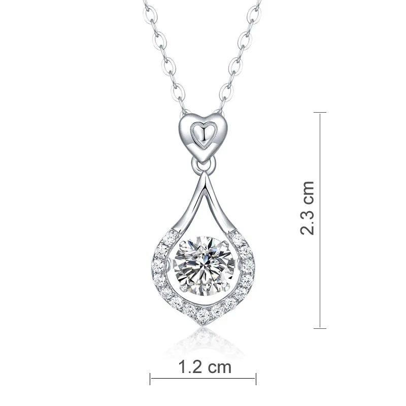 1 Carat Moissanite Diamond Dancing Stone Tear Drop Necklace 925 Sterling Silver MFN8136