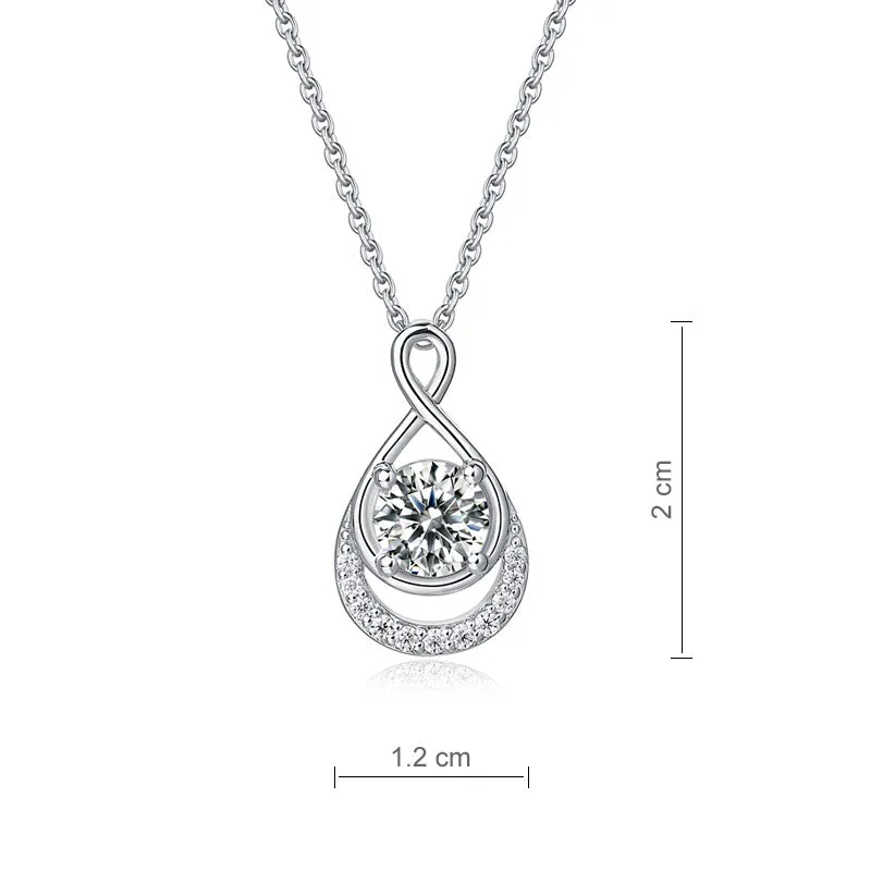 1 Ct Moissanite Diamond Infinity Pendant Necklace 925 Sterling Silver MFN8150