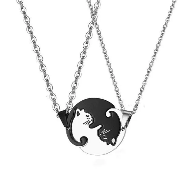 1 Pair Cartoon Cute Couples Men Women Paired Pendants Necklace Hip Hop Fashion Chain Girl Accessories Student Sisters Girlfriend