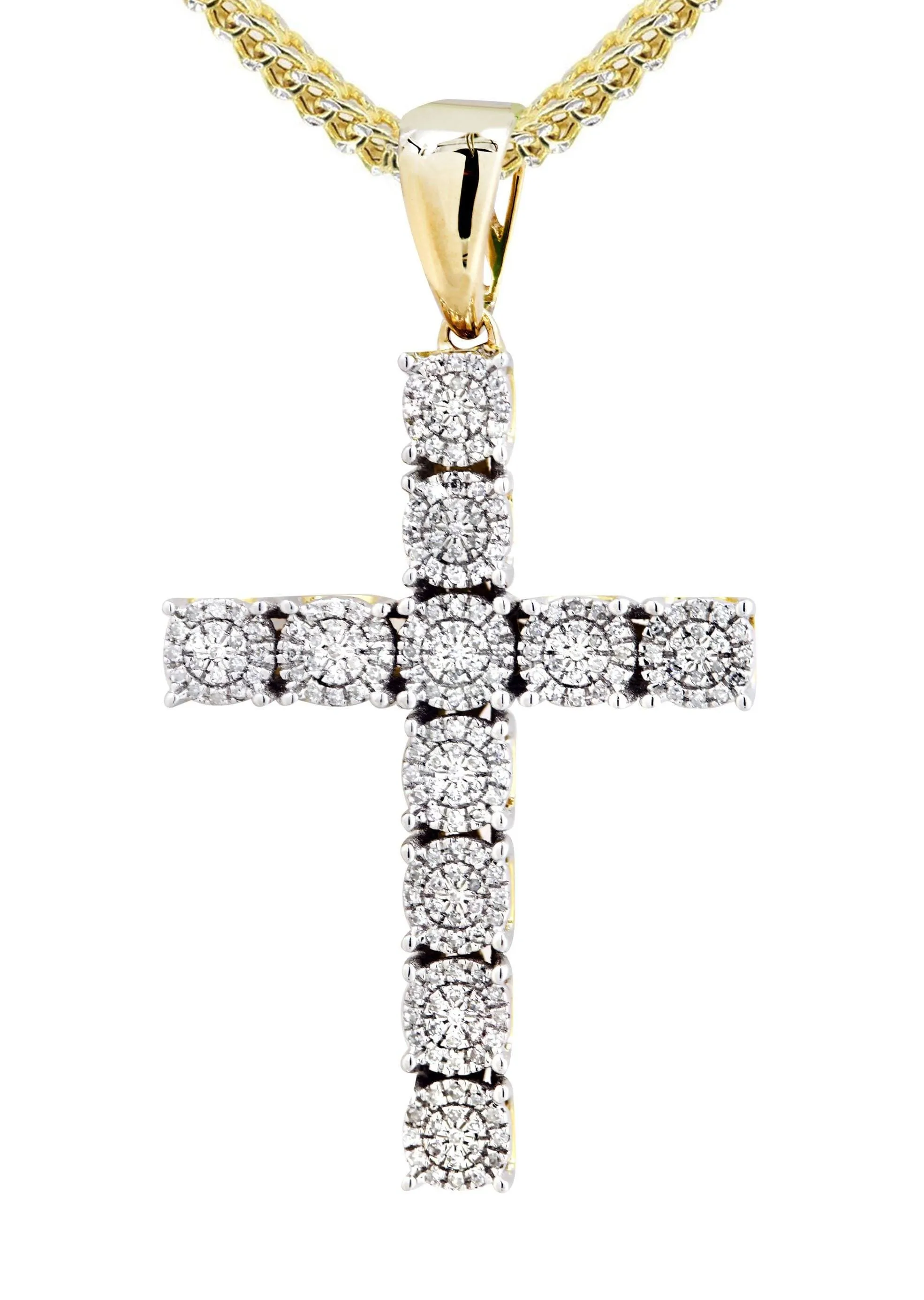 10K Yellow Gold Cross Diamond Necklace  | 0.31 Carats