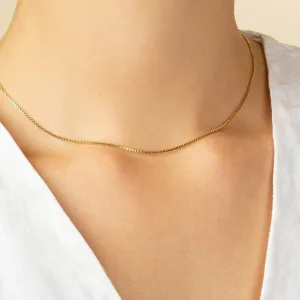 14K Gold Over 925 Sterling Silver Italian Box Chain Necklace