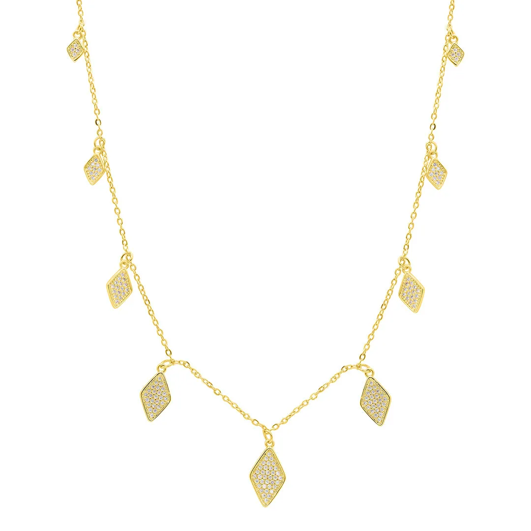 14k Gold Plated Diamond Drop Confetti Necklace