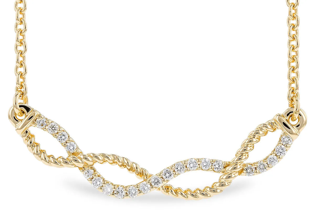 14K Yellow Gold Diamond Criss Cross Necklace, 0.12Carat TW