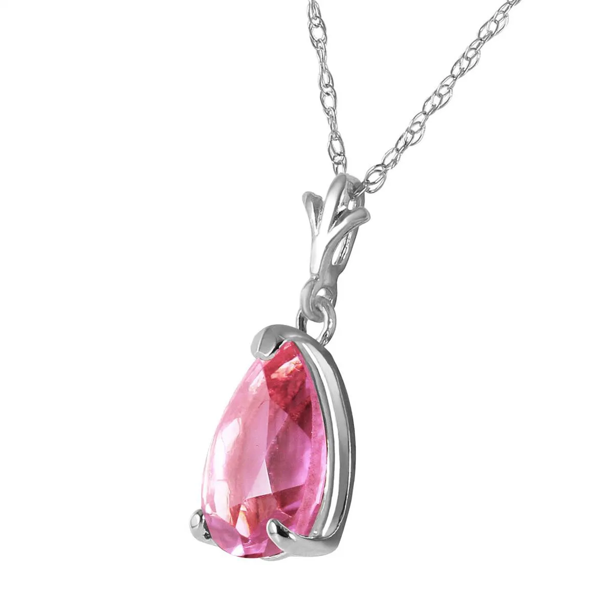 1.5 Carat 14K Solid White Gold Permit Yourself Pink Topaz Necklace