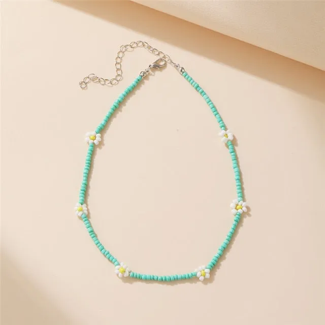 17KM Bohemian Colorful Bead Shell Necklace for Women Summer Short Beaded Collar Clavicle Choker Necklace Female Jewelry