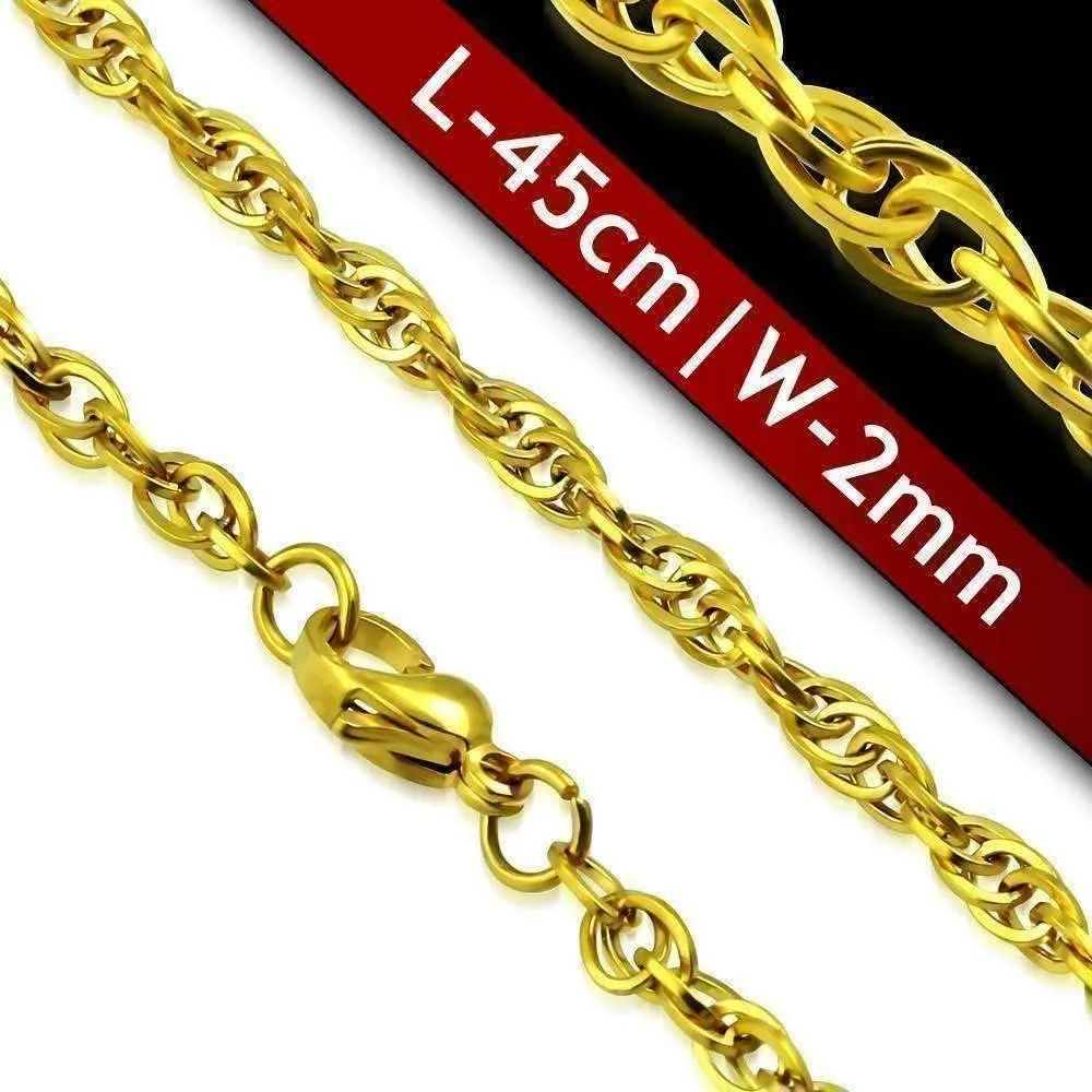 18 inch Link Style 18k Gold Plated Stainless Steel Necklace Chain