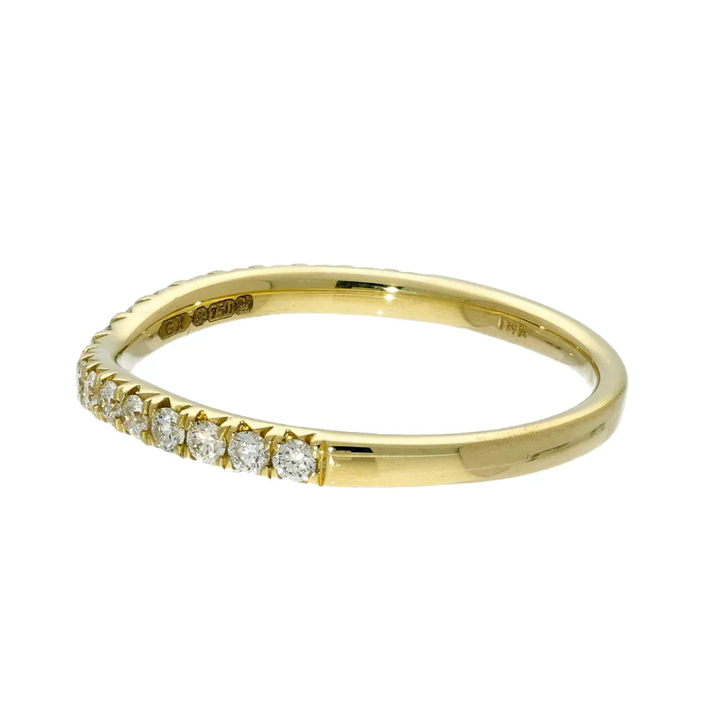 18ct Yellow Gold Diamond Micro Claw Curved Half Eternity Ring