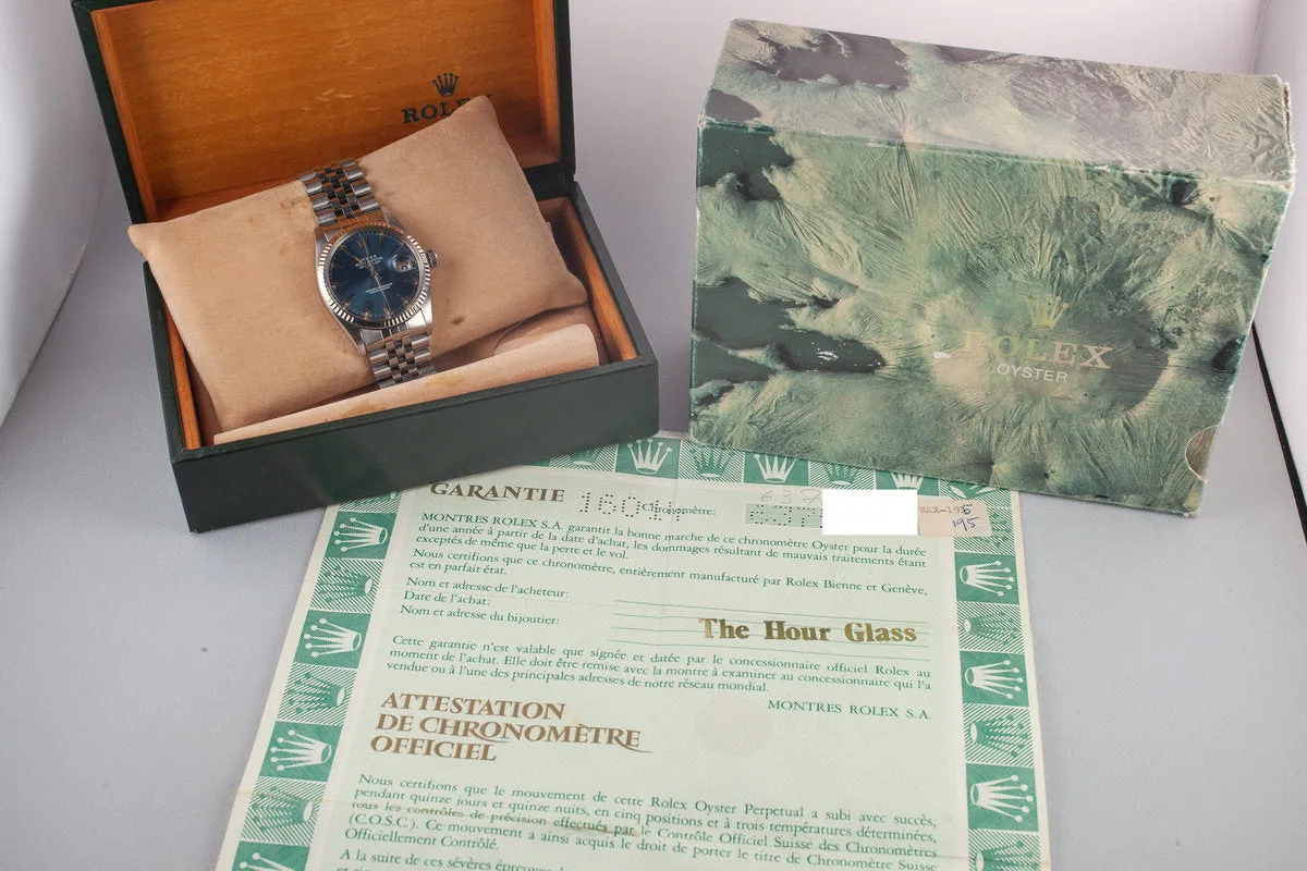 1979 Rolex DateJust 16014 Blue Dial with Box and Papers