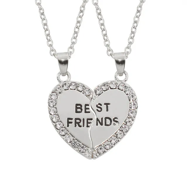 2017 Fashion Bohemian Best Friends BFF Pendant Necklaces 3 PCS/Set Charms Heart Necklace Rhinestone Choker Statement Necklace