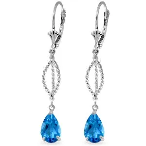 3 Carat 14K Solid White Gold Esteem Blue Topaz Earrings