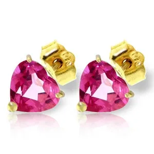 3.25 Carat 14K Solid Yellow Gold Stud Earrings Natural Pink Topaz