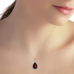 4.06 Carat 14K Solid White Gold Love Is Here Garnet Diamond Necklace