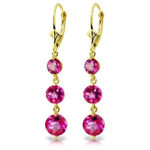 7.2 Carat 14K Solid Yellow Gold Chandelier Earrings Pink Topaz