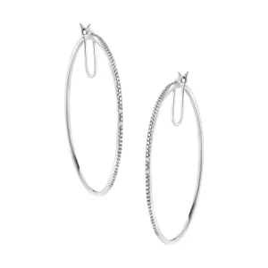 .925 Sterling Silver Diamond Accent Medium Sized Hoops Earrings (I-J Color, I2-I3 Clarity)