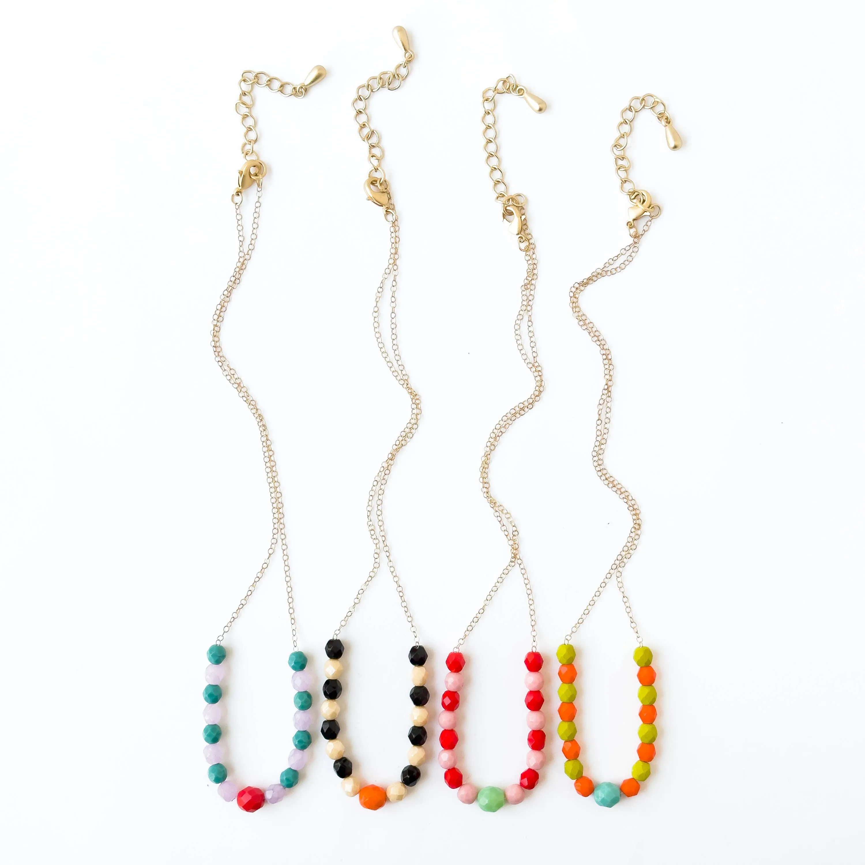 Adjustable Two-tone colorful beaded necklace