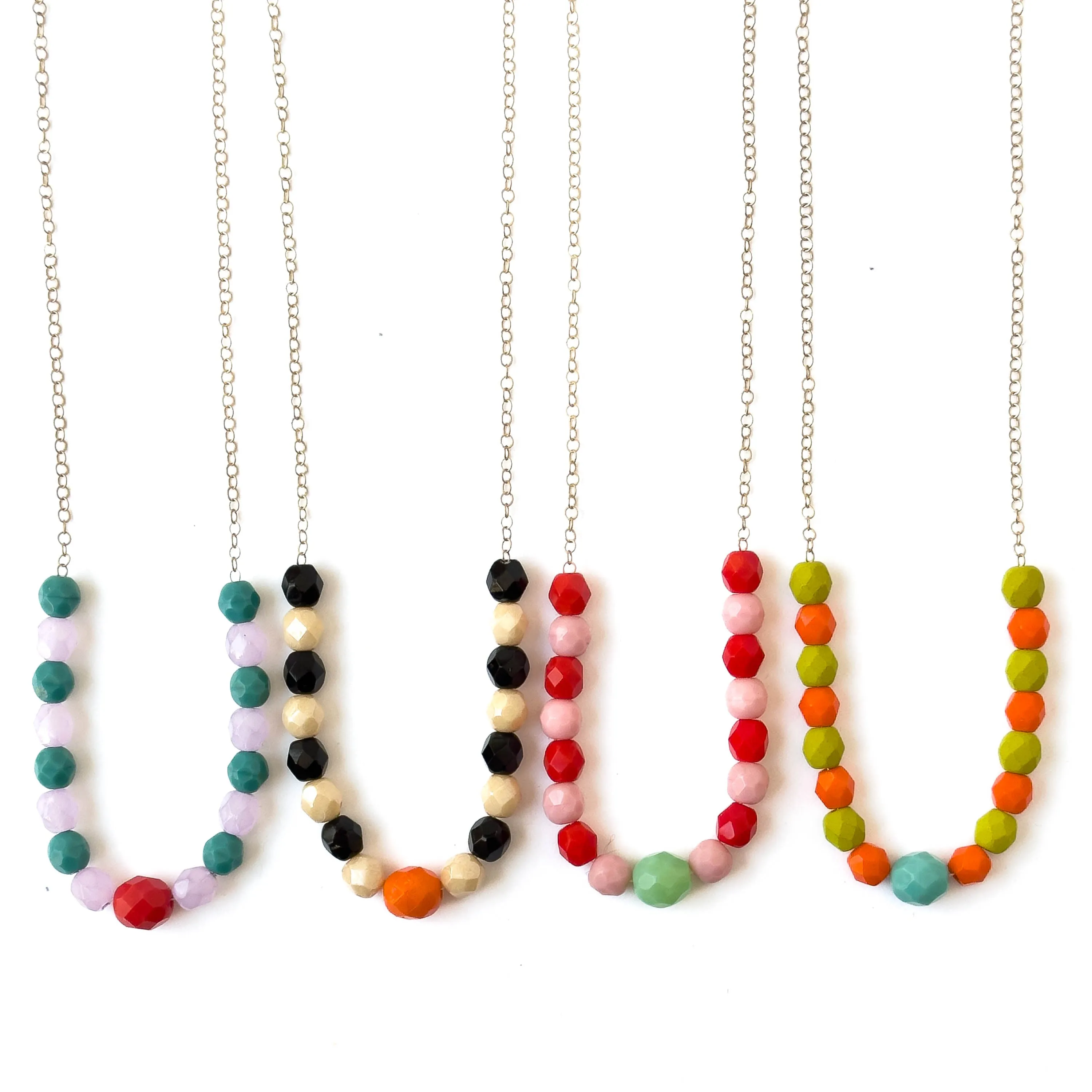 Adjustable Two-tone colorful beaded necklace