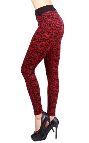 AL15165 Red Multi Printed Seamless Leggings