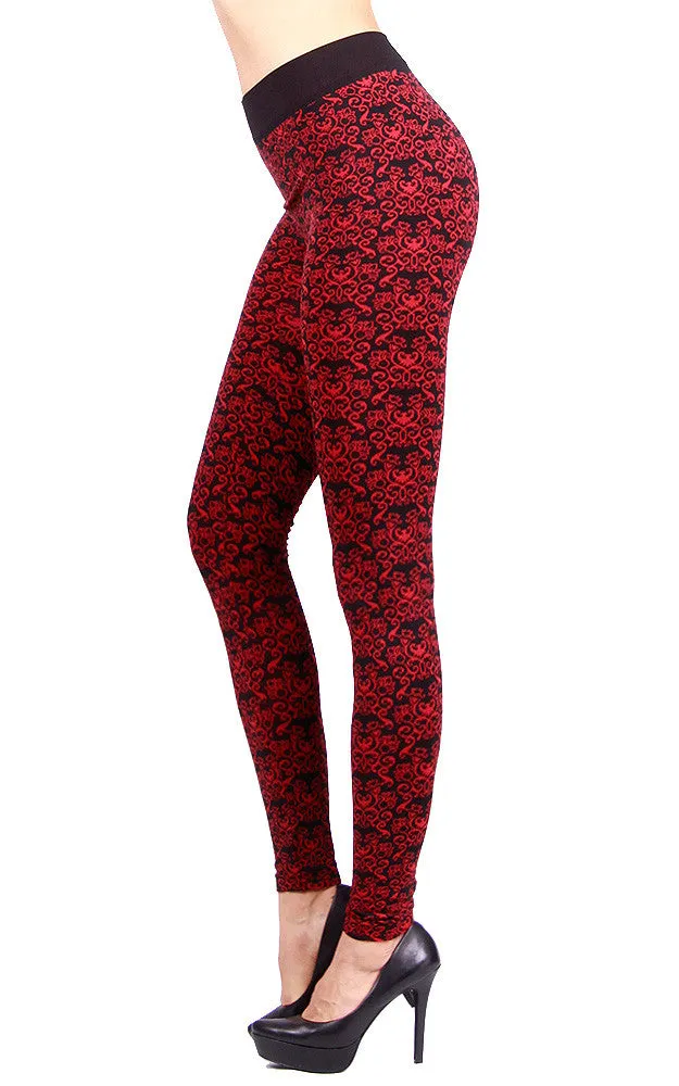 AL15165 Red Multi Printed Seamless Leggings