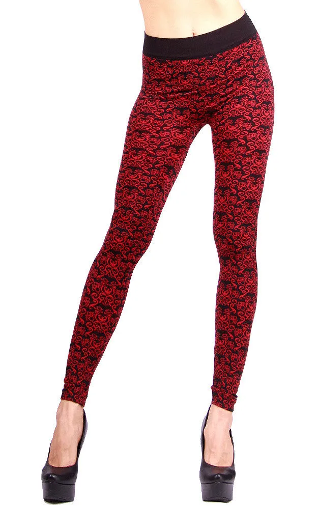 AL15165 Red Multi Printed Seamless Leggings