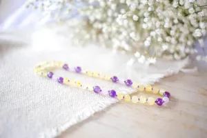 Amethyst   Rose Quartz   Lemon Baltic Amber Necklace ll POP   Screw Clasp