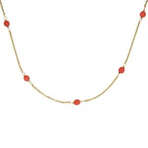 Art Deco 14k Coral Bead Necklace