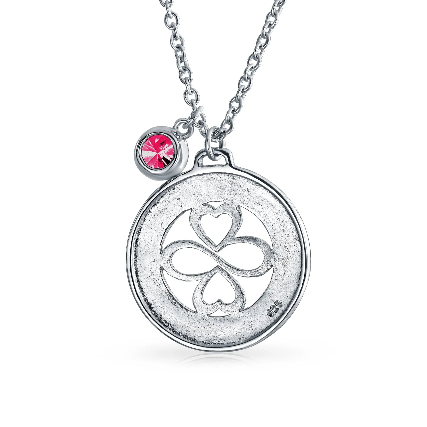 AYLLU Love Luck Unity Disc Pendant Crystal 12 Birthstone Colors Silver