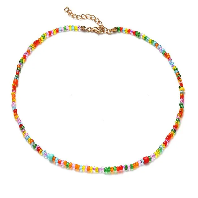 Bohemian Colorful Seed Bead Shell Choker Necklace Statement Short Collar Clavicle Chain Necklace for Women Female Boho Jewelry