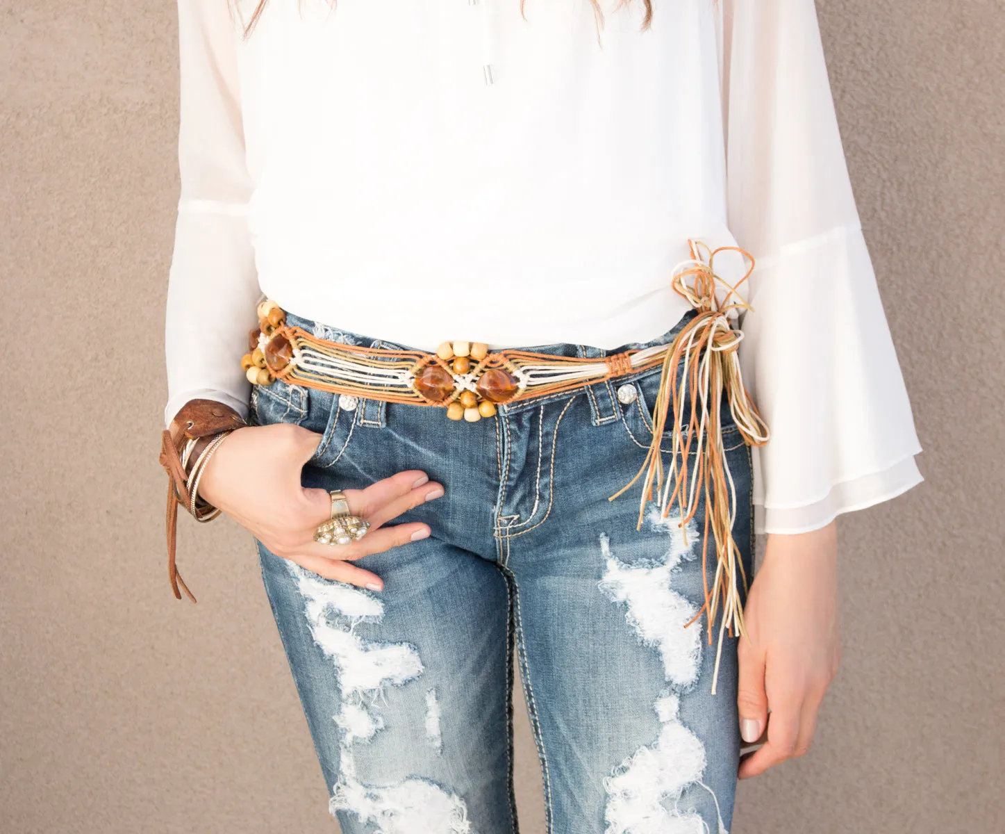 Boho Beaded Rope Belt