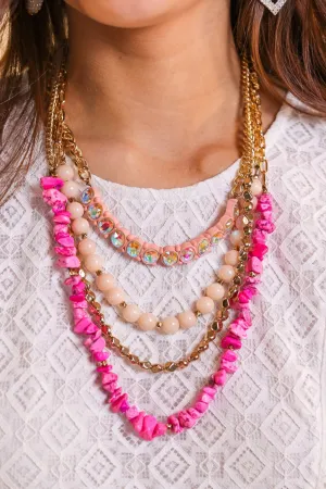 Breathless Beauty Pink Layered Necklace.