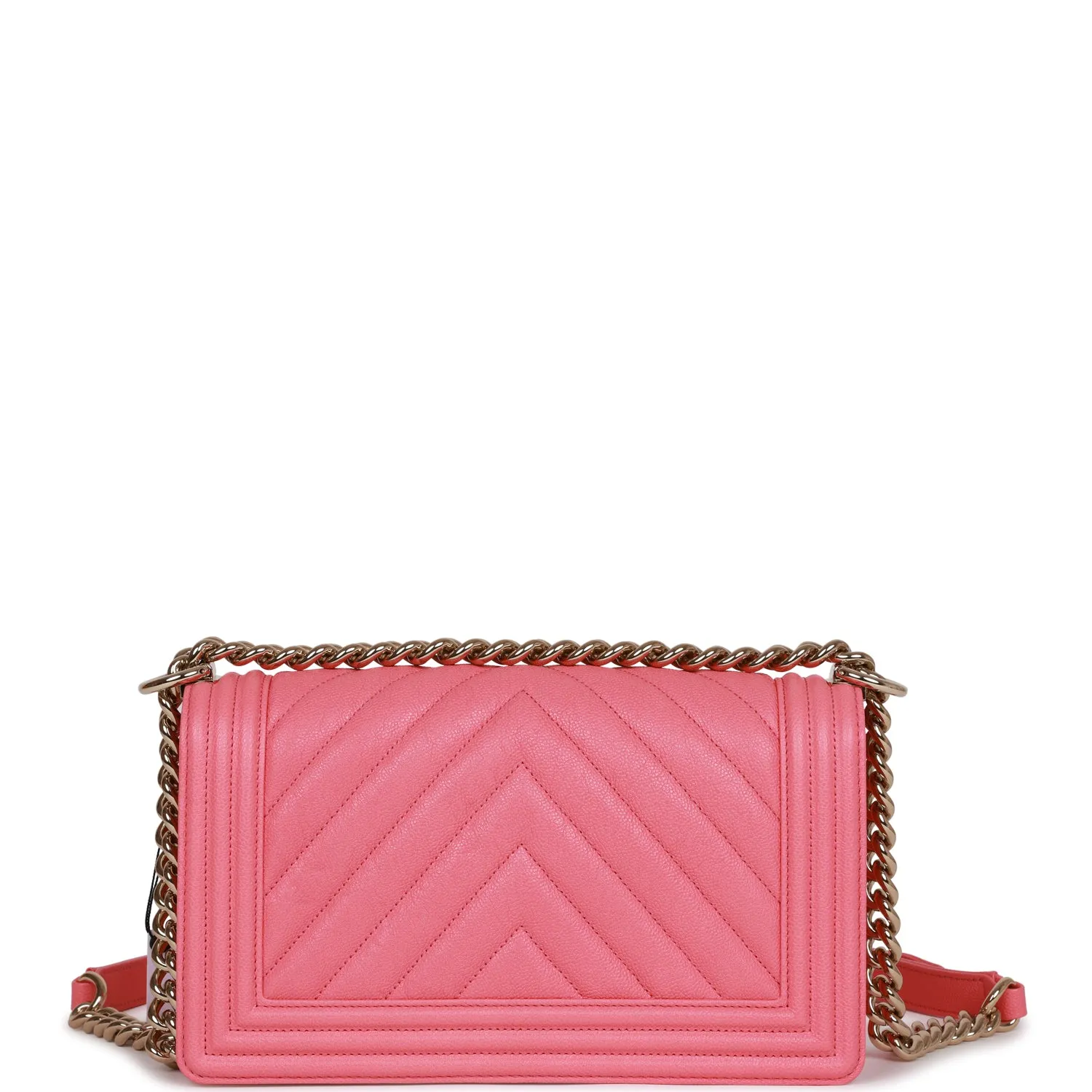 Chanel Medium Boy Bag Pink Chevron Caviar Light Gold Hardware