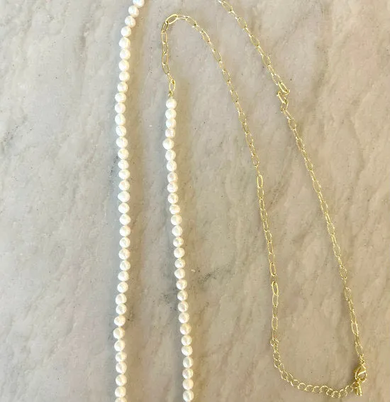 Charlotte Paper Clip and Pearl Necklace