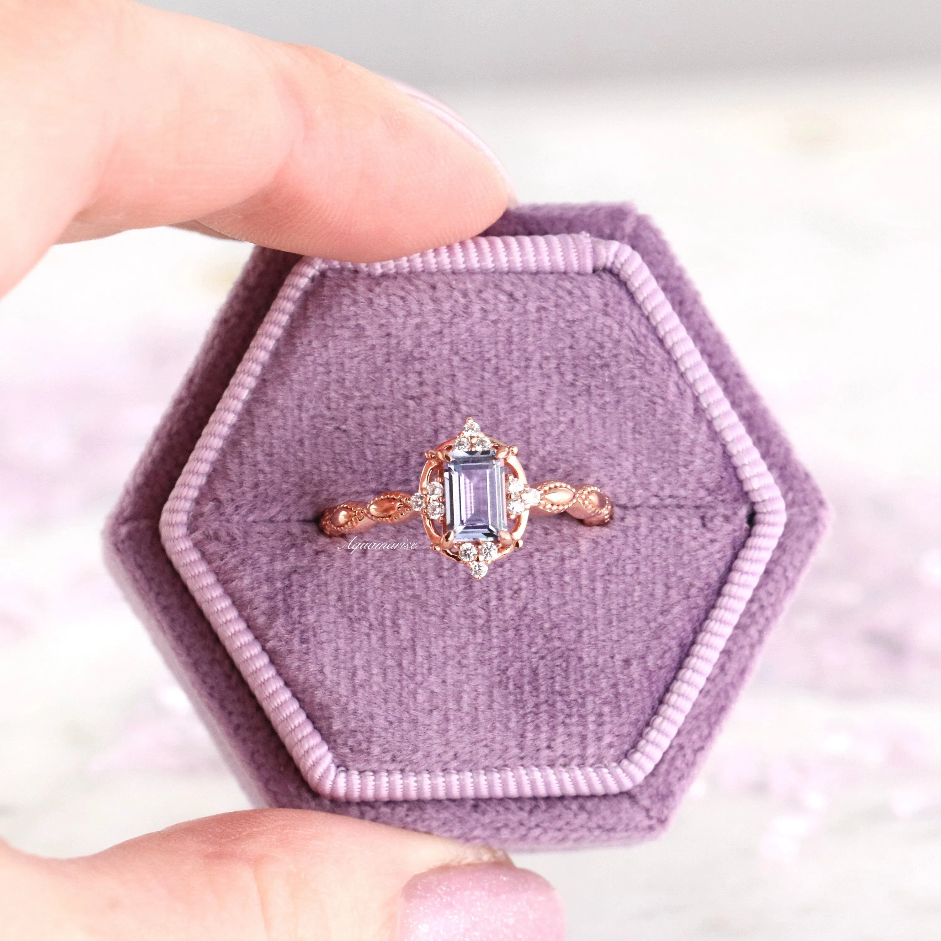 Claire Alexandrite Ring- 14K Rose Gold Vermeil