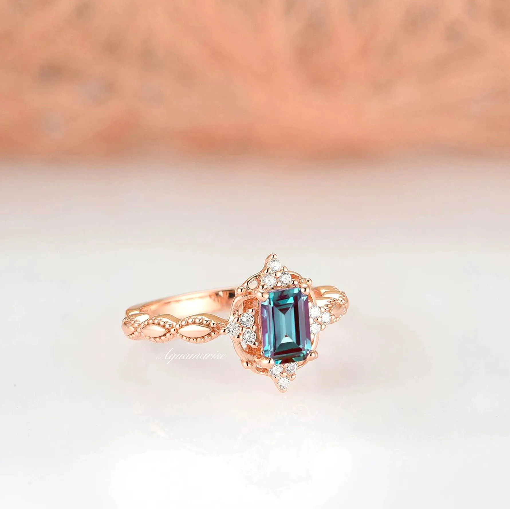 Claire Alexandrite Ring- 14K Rose Gold Vermeil