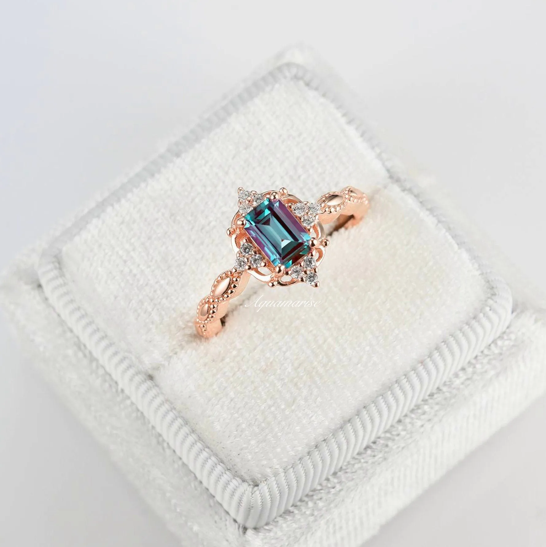 Claire Alexandrite Ring- 14K Rose Gold Vermeil