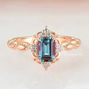 Claire Alexandrite Ring- 14K Rose Gold Vermeil