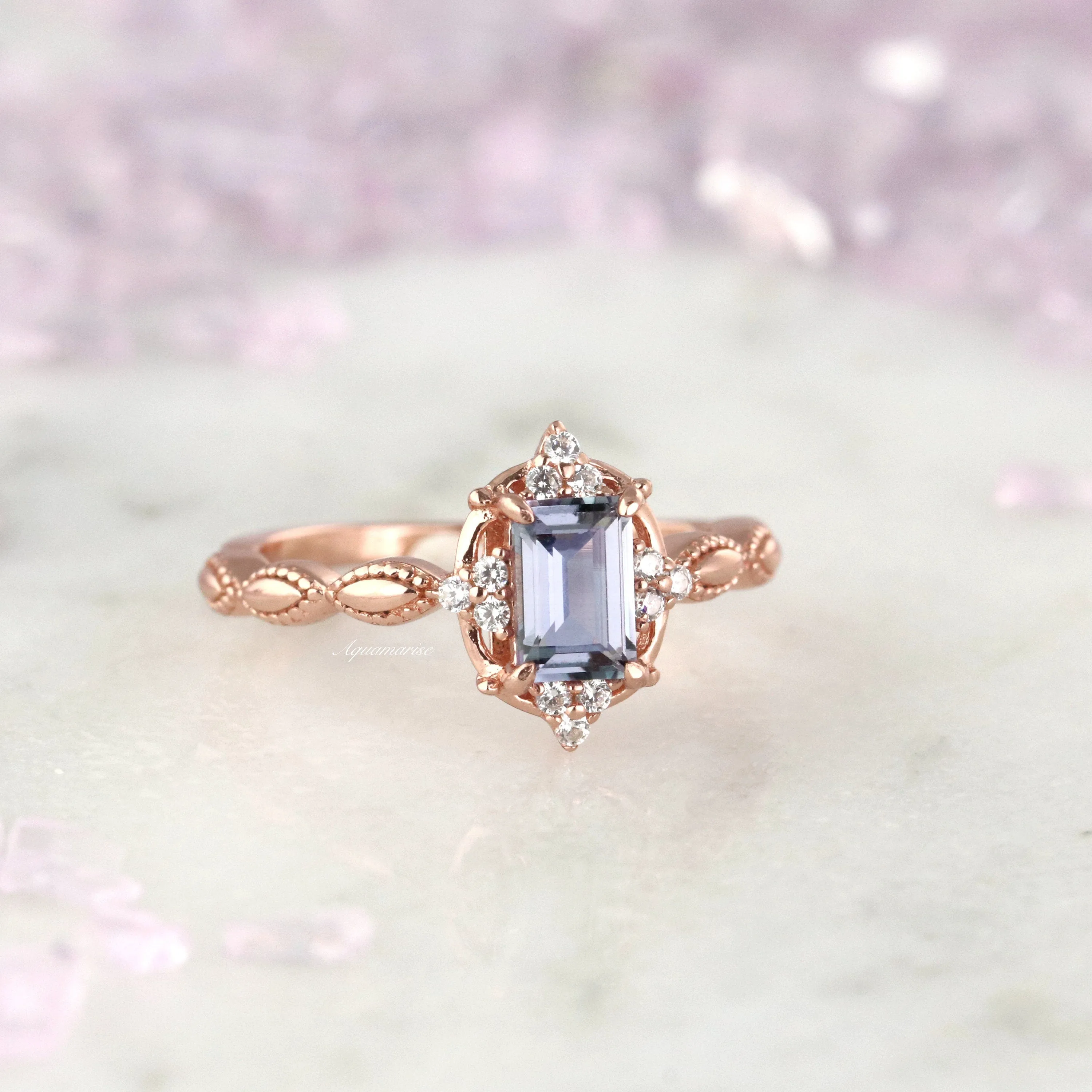 Claire Alexandrite Ring- 14K Rose Gold Vermeil