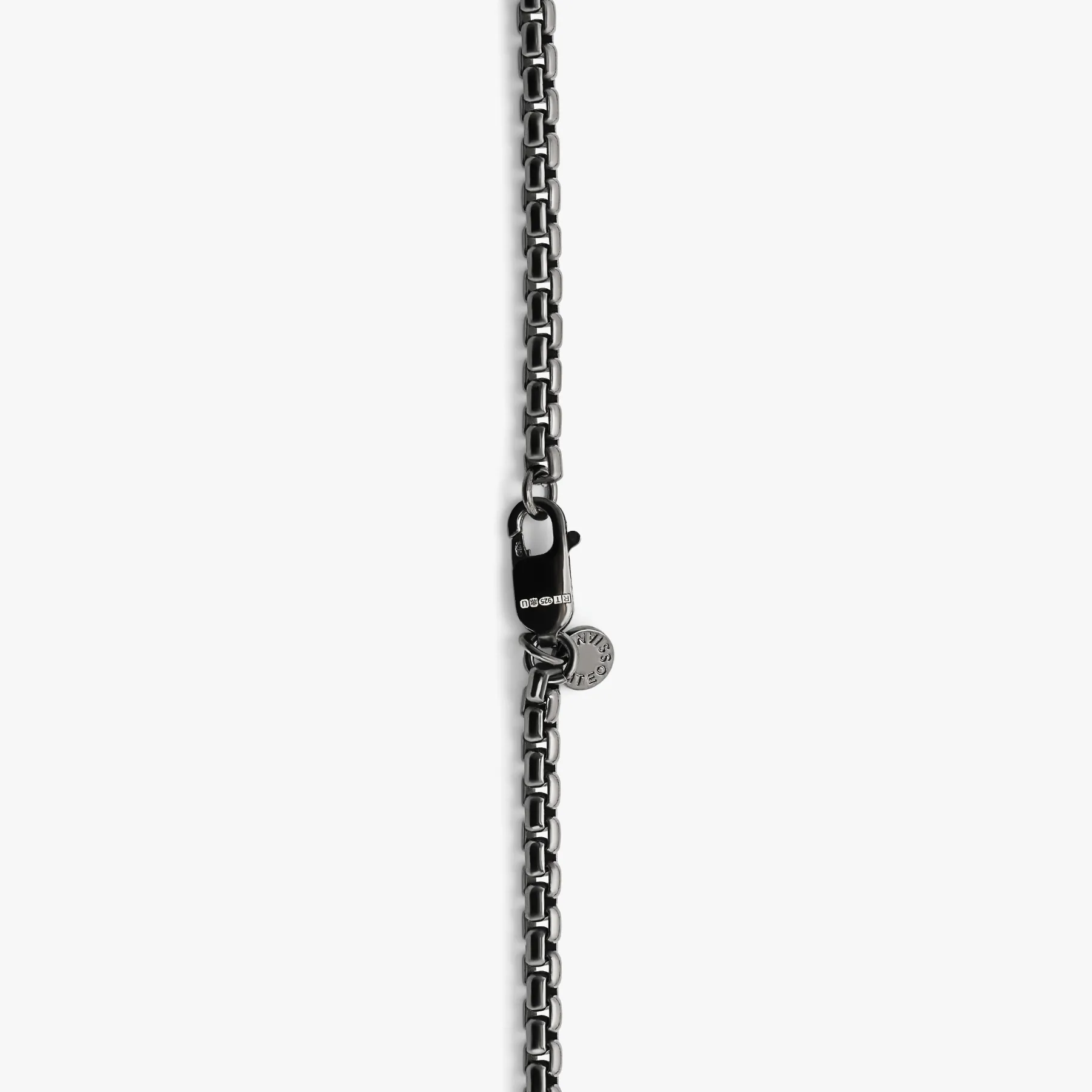 Classic Box Chain Necklace In Black Rhodium Silver 4MM - Eco-Friendly