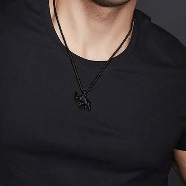 Classy Men Black Elephant Pendant Necklace