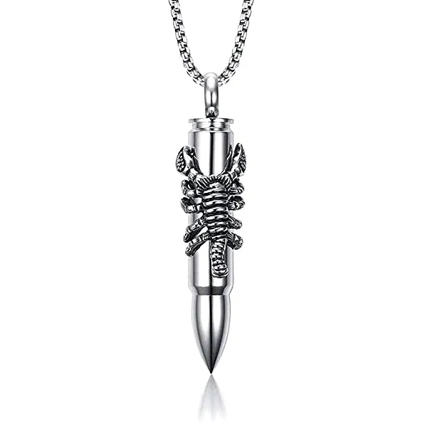 Classy Men Scorpion Bullet Pendant Necklace