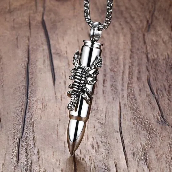 Classy Men Scorpion Bullet Pendant Necklace