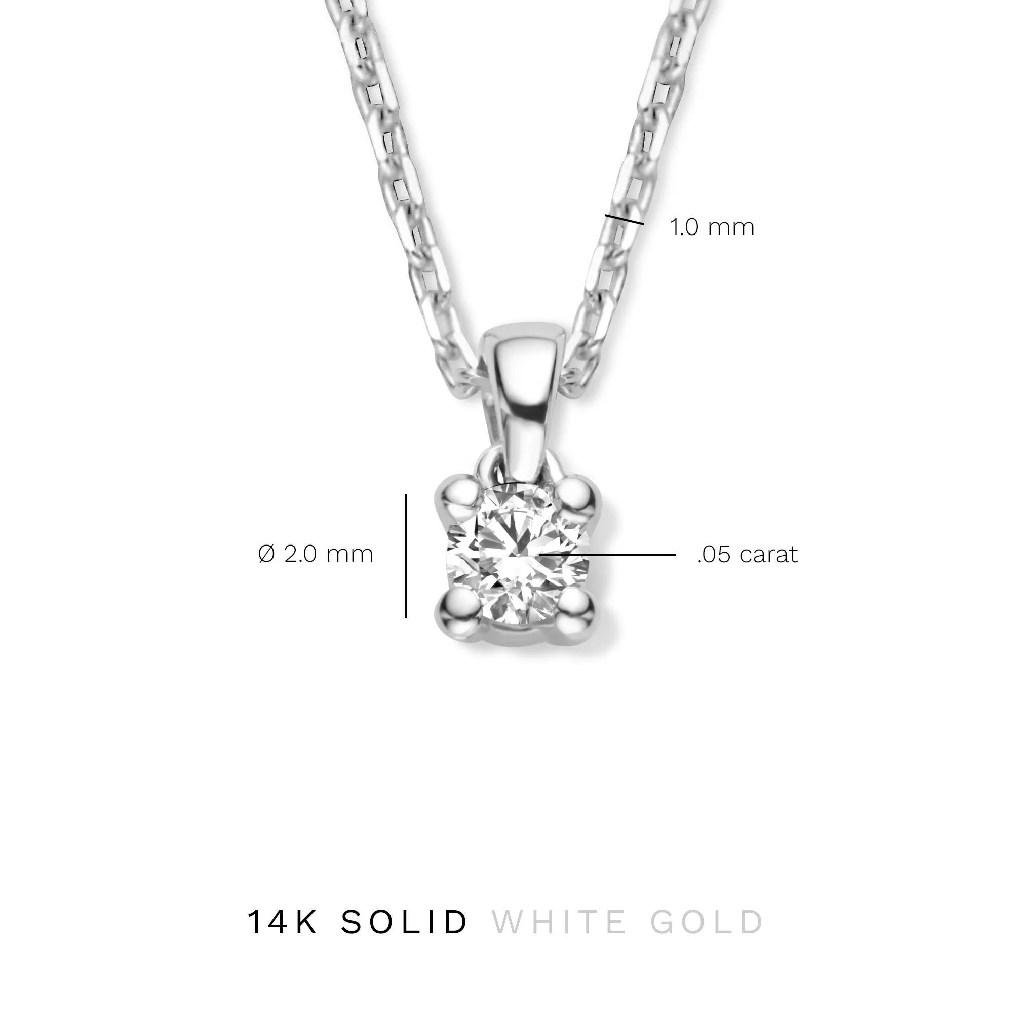 De la Paix Céline 14 karat white gold necklace with diamond 0.05 carat