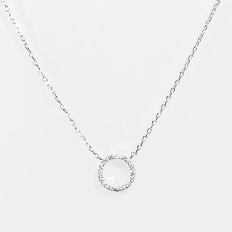 Diamond Open Circle Necklace (gold, silver or rainbow)