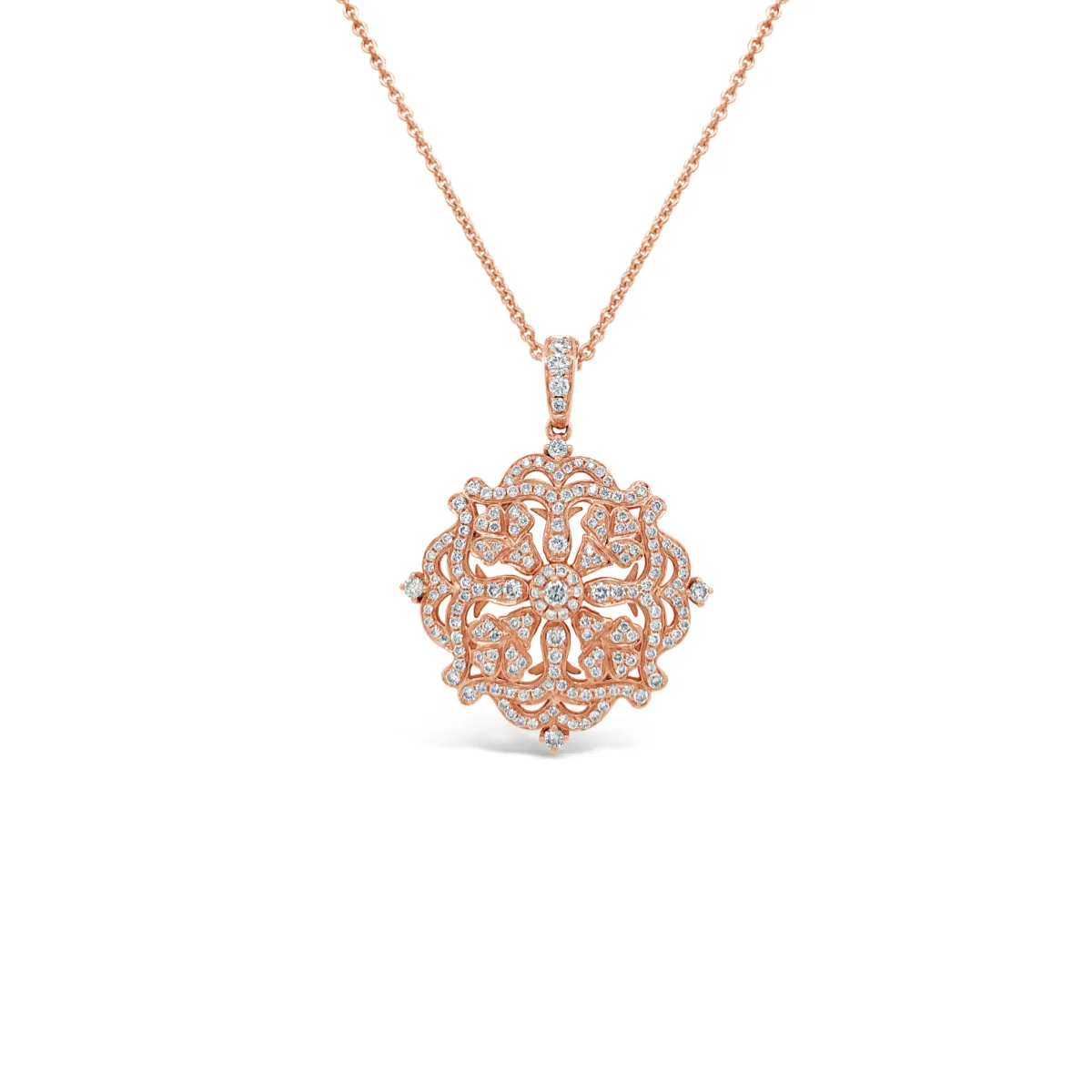 Diamond Pave Floral Amulet Pendant