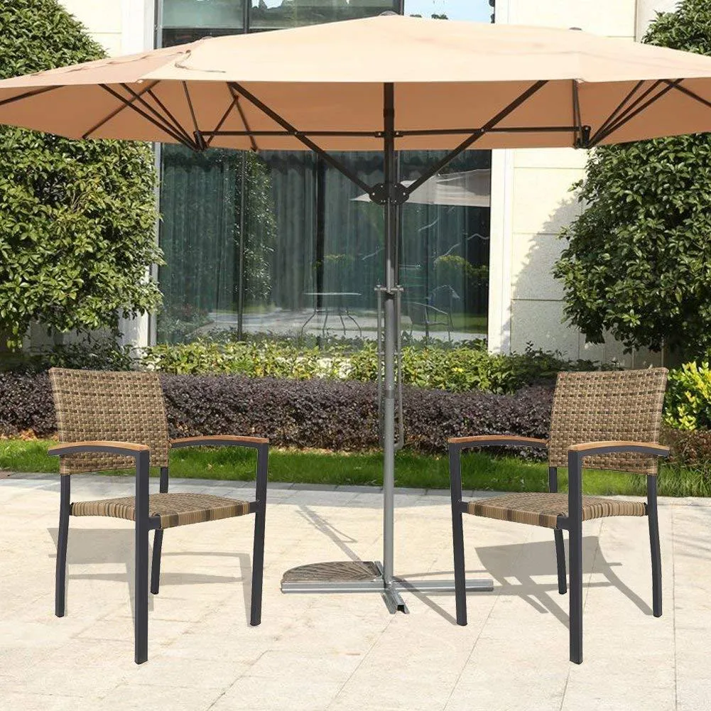 Dining Chairs with Armrest Stackable Set (Aluminum & Rattan)