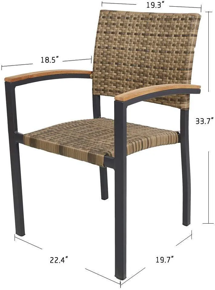 Dining Chairs with Armrest Stackable Set (Aluminum & Rattan)