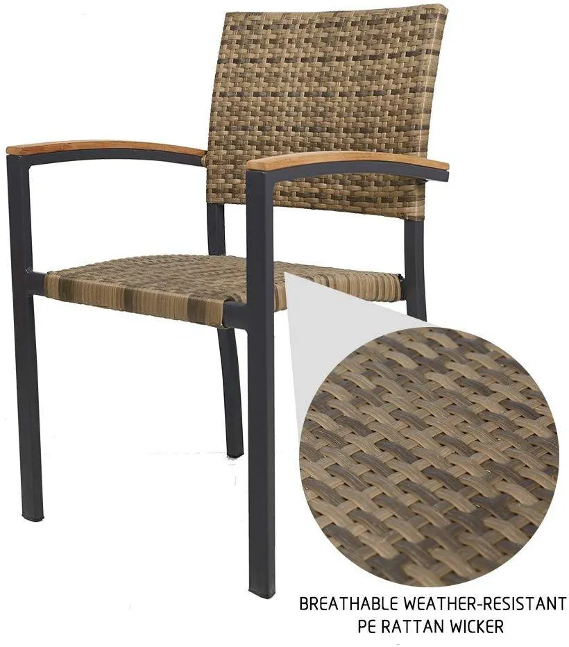 Dining Chairs with Armrest Stackable Set (Aluminum & Rattan)