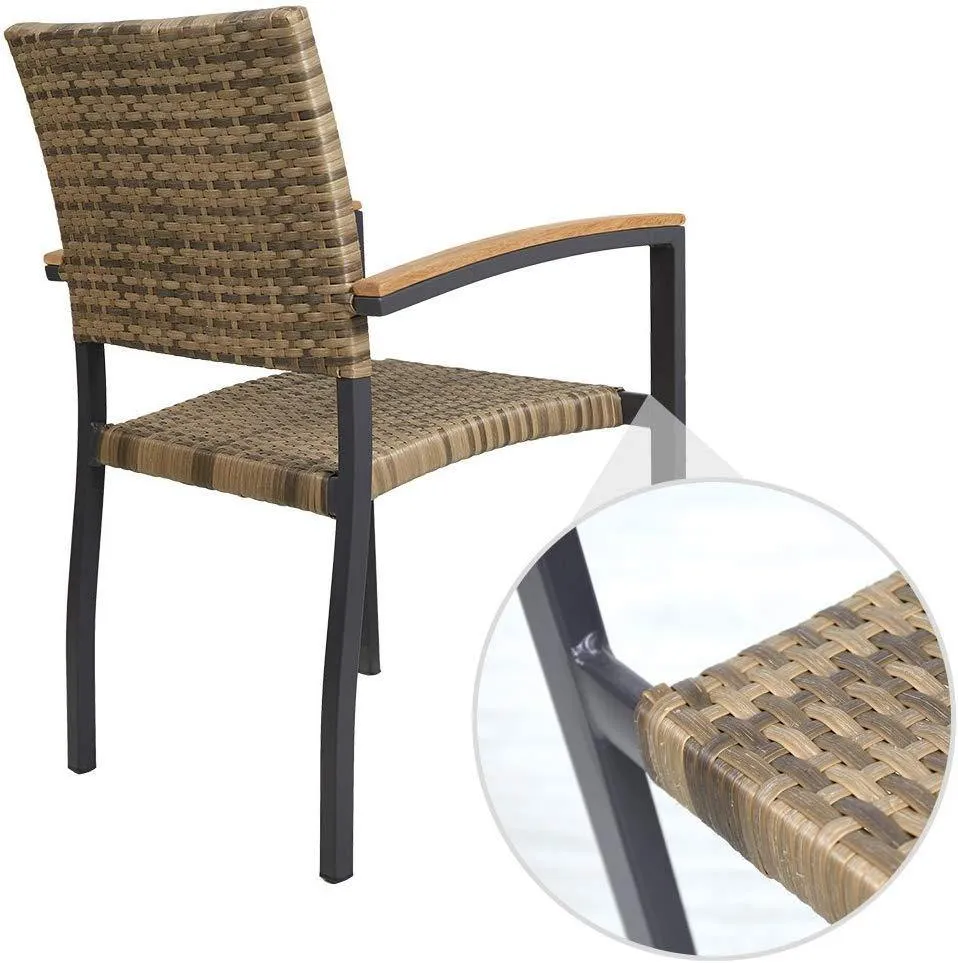 Dining Chairs with Armrest Stackable Set (Aluminum & Rattan)