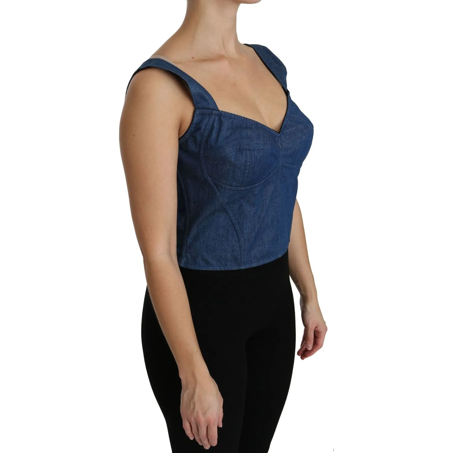 Dolce & Gabbana Elegant Sleeveless Bustier Top in Blue