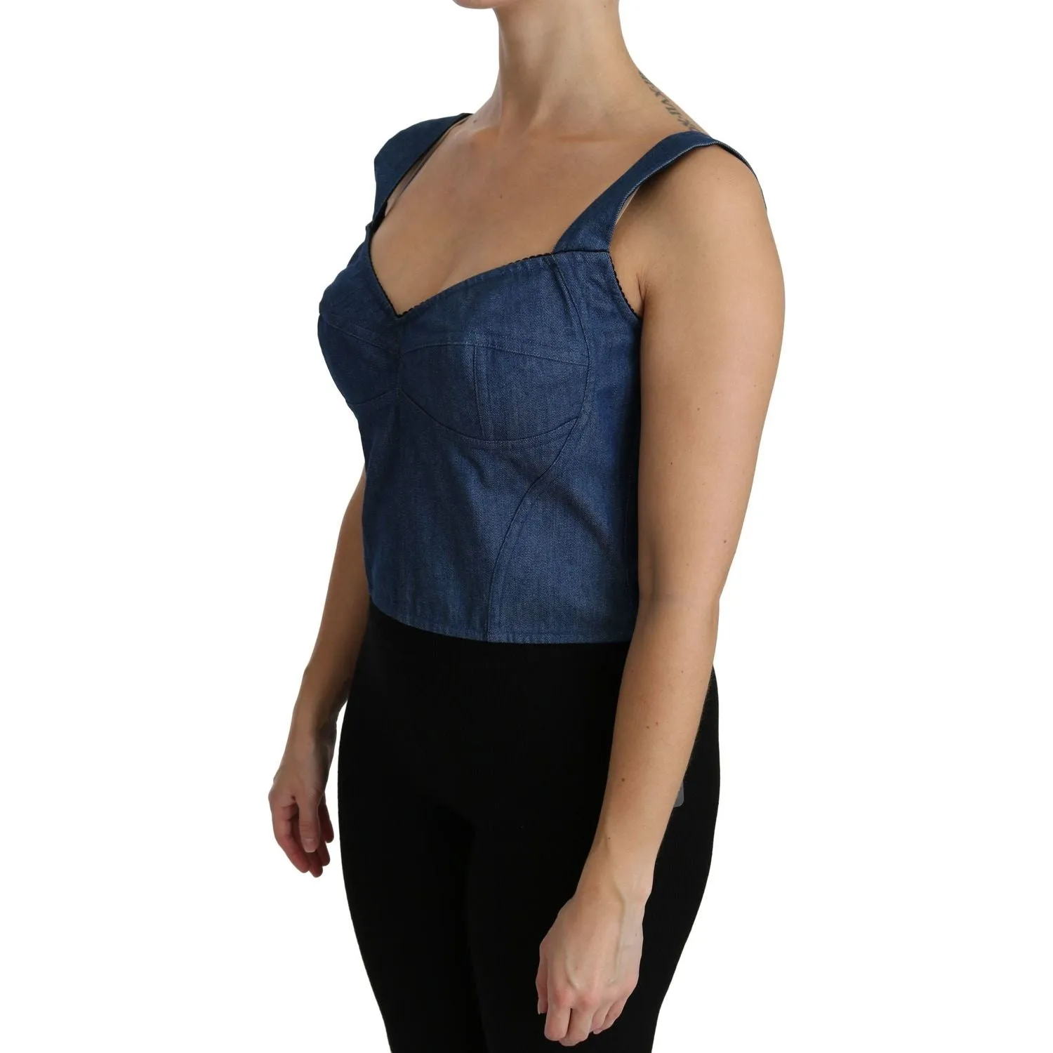 Dolce & Gabbana Elegant Sleeveless Bustier Top in Blue