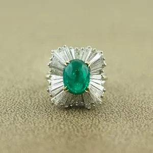 Emerald Cabochon Diamond Gold Ballerina Ring